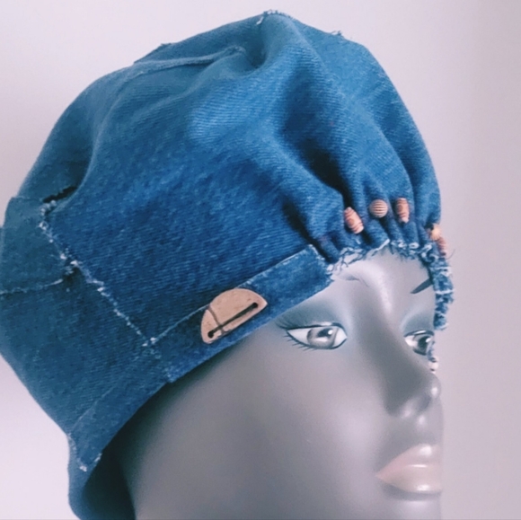 Funky freyed hobo african denim, jean hat,Handmade one size small medium fit